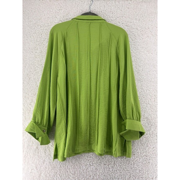 John Mark Rayon Tunic Large Wired Collar Green Lagenlook Artsy Long Sleeve Top - Picture 8 of 8